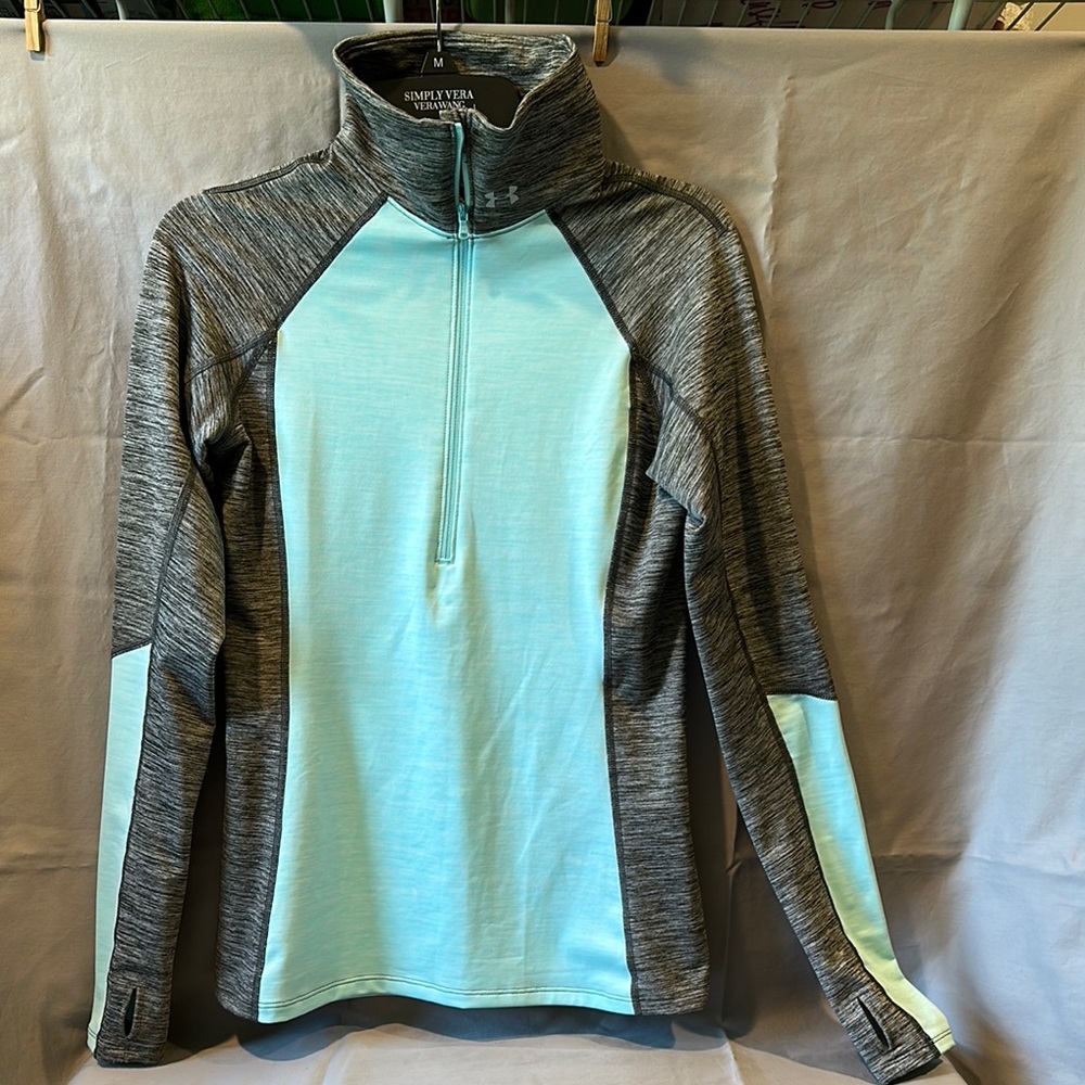 Under Armour Charcoal and Aqua Quarter-Zip Pullover